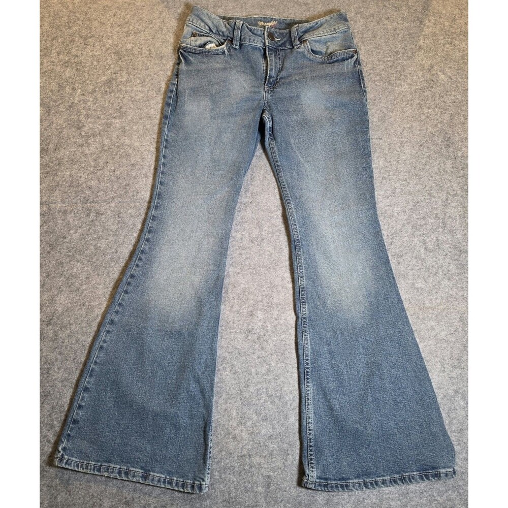 Wrangler Vintage Women’s Flare Leg Jeans Light Wash Western Cowgirl Retro Denim
